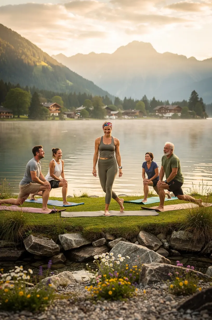 Ein erfahrener Waldbetreuer erklärt einer kleinen Gruppe von Reisenden die Flora und Fauna während eines persönlichen Planungstreffens im Wald.